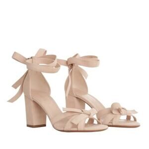 NIB Zimmermann Tie Up Sandal Nude Suede Block High Heel Tie Strap Sz 39/ US 8